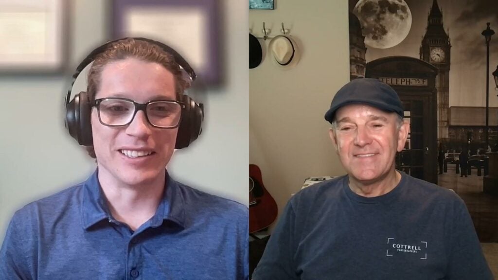 Chris Cottrell and Paul Novak in image of them on a video conference call talking about headshots and personal brand.