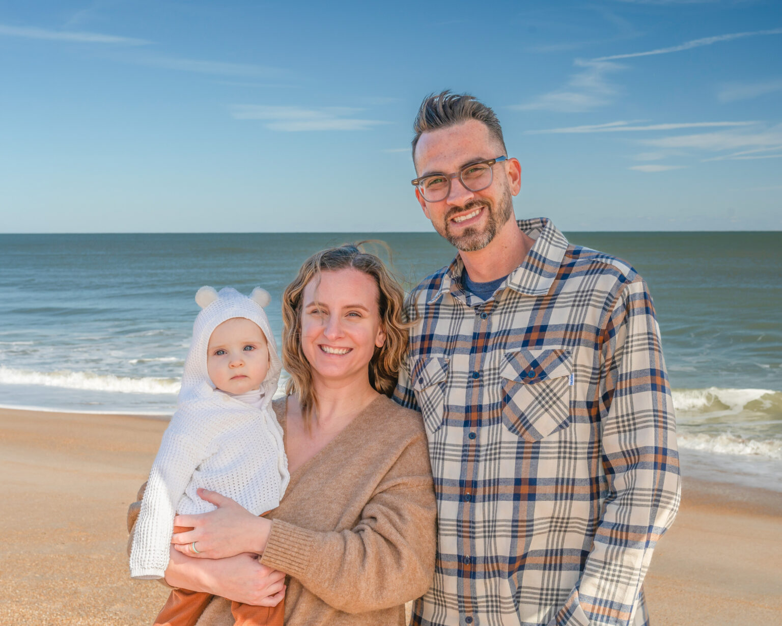 Family on Ponte Vedra Beach with Baby for Portraits